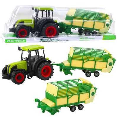 Landwirtschaftlicher Traktor mit grünem und gelbem Anhänger grün 50cm
