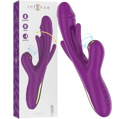 Intense Ateneo Auflegevibrator mit oszillierender Zunge und Saugfunktion, lila