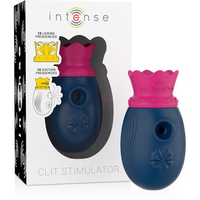 Intense Klitorisstimulator mit 10 Saug- und 10 Leckmodi blau