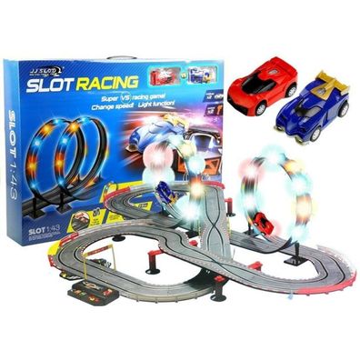 Lean Toys Rennstrecke 2 Autos Controller Loop Lichter Slot Cars