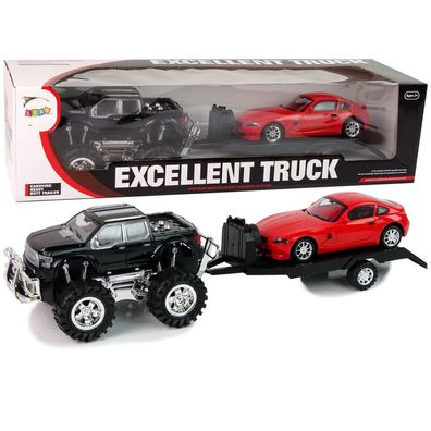 IMPORT Leantoys Schwarzer Monstertruck Weißer Truck Set 58 cm