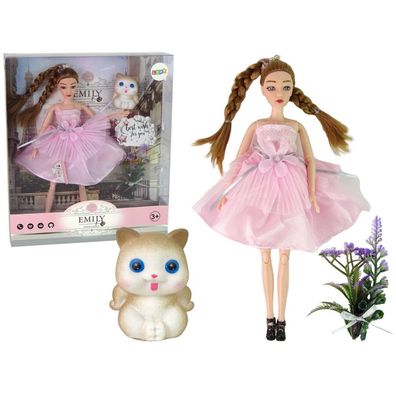 Leantoys Emily Zöpfe Katze Blume Baby Puppe