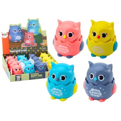 LeanToys Friktionsantrieb Eule Fröhliche Sowa 4 Farben