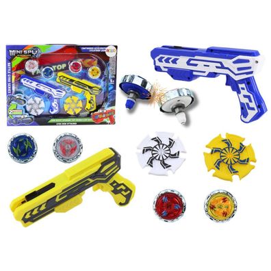 Leantoys Pistolenwerfer-Set mit 4 Metallscheiben, blau/gelbe Lichter
