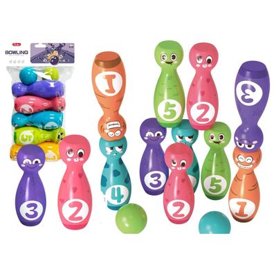 Leantoys Bowling-Set Smiley-Bälle bunt 10 Stück