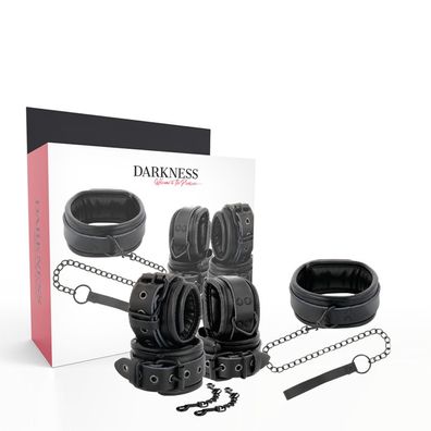 Darkness Handschellen und Halsband aus Leder mit Leine