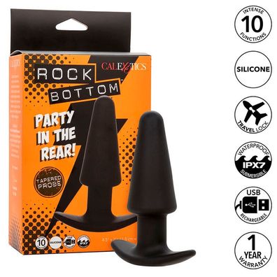 Calexotics Rock Bottom Tapered Anal Plug mit 10 Vibrationen, Silikon, Schwarz