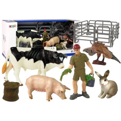Leantoys Ländliche Tiere mit einem Bauern und einem Gehöft