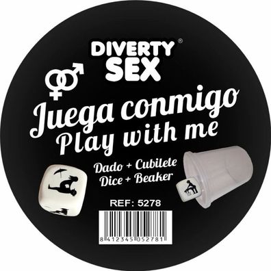 Diablo Picante Erotik-Würfel mit Stellungen und Becher weiß
