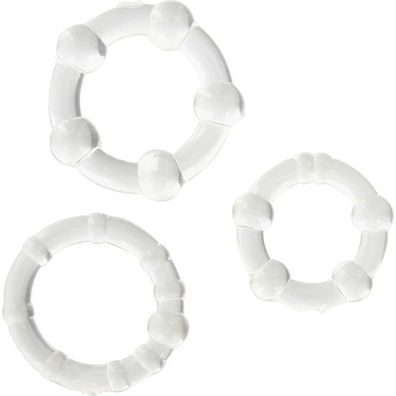 Seven Creations Set aus drei transparenten Penisringen 21-24 mm
