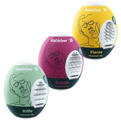 Satisfyer Masturbator-Eier 3er-Set Riffle, Bubble &amp; Fierce