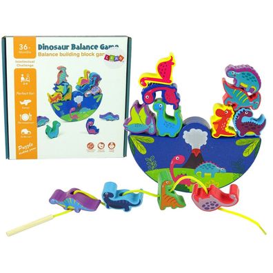 Leantoys Hölzerne Geschicklichkeits-Puzzle-Blöcke Dinosaurier