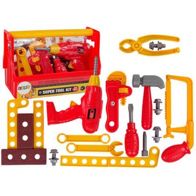 Lean Toys Werkzeugkasten Set Hammer Zange Rot