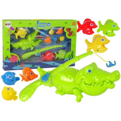 Leantoys Geschicklichkeitsspiel Set Angelrute Fisch Krokodil