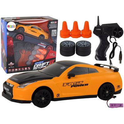 LeanToys ferngesteuertes Sportauto R/C 1:24 gelb mit austauschbaren Rädern