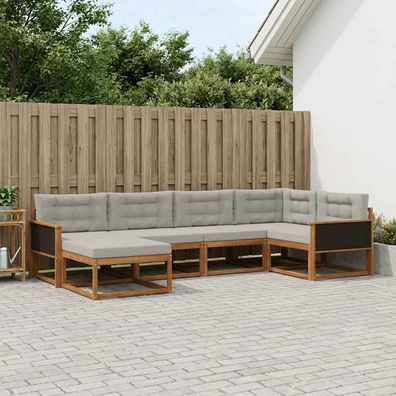 vidaXL Outdoor-Sofagarnitur 6 stk. Natur und Hellgrau
