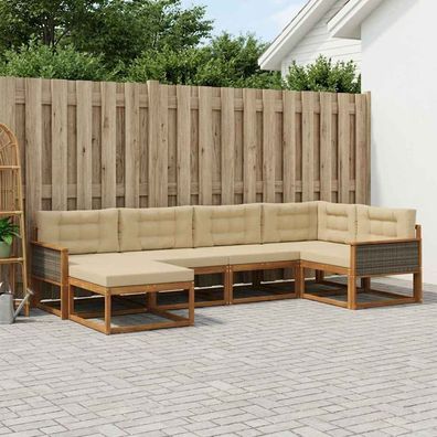 vidaXL Outdoor-Sofagarnitur 6 stk. Natur und Beige
