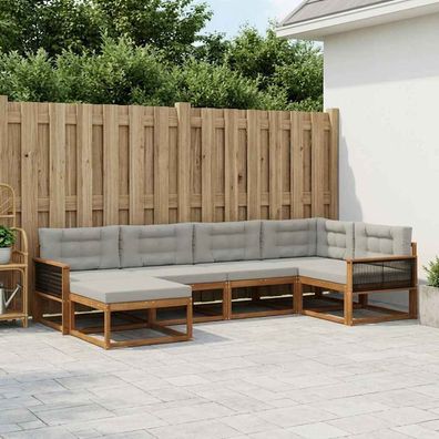 vidaXL Outdoor-Sofagarnitur 6 stk. Natur und Hellgrau