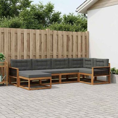 vidaXL Outdoor-Sofagarnitur 6 stk. Natur und Anthrazit