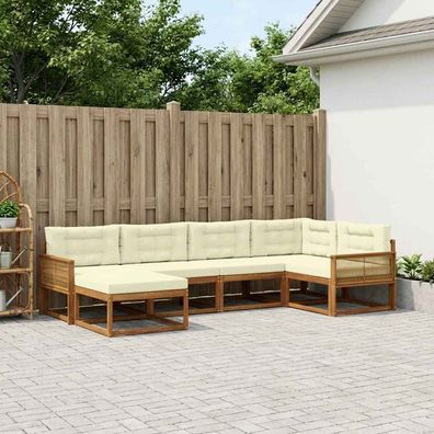 vidaXL Outdoor-Sofagarnitur 6 stk. Natur und Creme