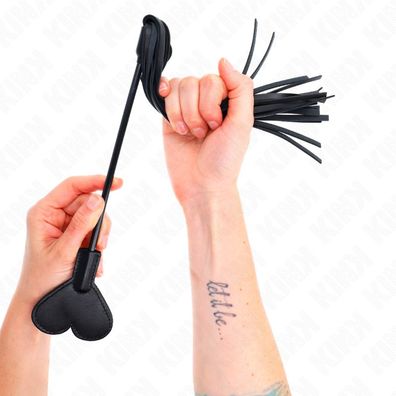 Kink Peitsche mit Herzplatte für Fetisch-Spiele