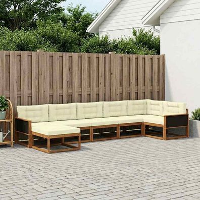 vidaXL Outdoor-Sofagarnitur 7 stk. Natur und Creme