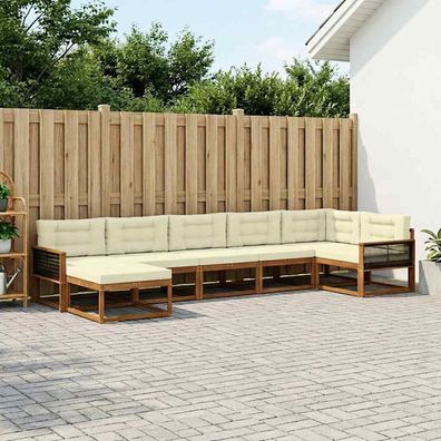 vidaXL Outdoor-Sofagarnitur 7 stk. Natur und Creme