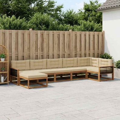 vidaXL Outdoor-Sofagarnitur 7 stk. Natur und Beige