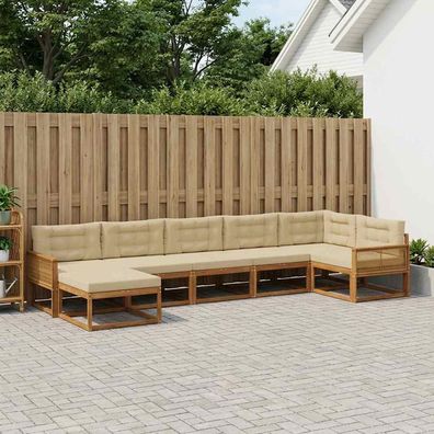 vidaXL Outdoor-Sofagarnitur 7 stk. Natur und Beige