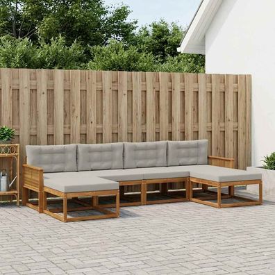vidaXL Outdoor-Sofagarnitur 6 stk. Natürlich und Hellgrau