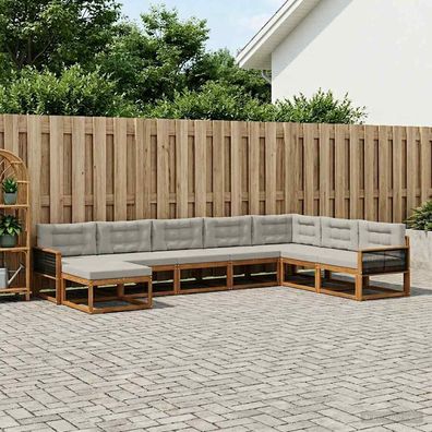 vidaXL Outdoor-Sofagarnitur 8 stk. Natürlich und Hellgrau