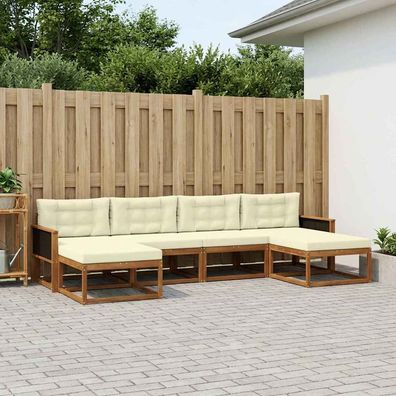 vidaXL Outdoor-Sofagarnitur 6 stk. Natur und Creme