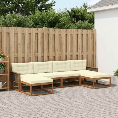 vidaXL Outdoor-Sofagarnitur 6 stk. Natur und Creme