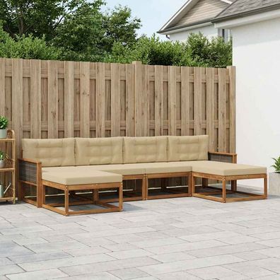 vidaXL Outdoor-Sofagarnitur 6 stk. Natur und Beige