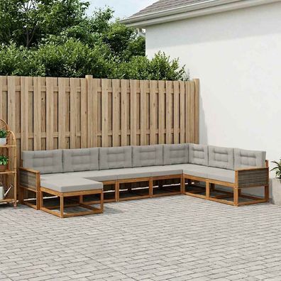vidaXL Outdoor-Sofagarnitur 8 stk. Natürlich und Hellgrau