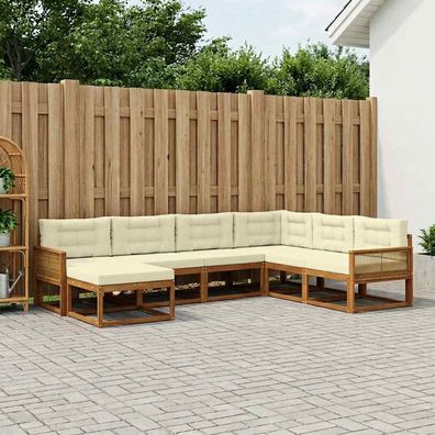 vidaXL Outdoor-Sofagarnitur 8 stk. Natur und Creme