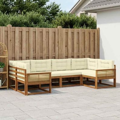 vidaXL Outdoor-Sofagarnitur 6 stk. Natur und Creme