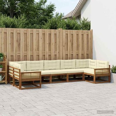 vidaXL Outdoor-Sofagarnitur 7 stk. Natur und Creme