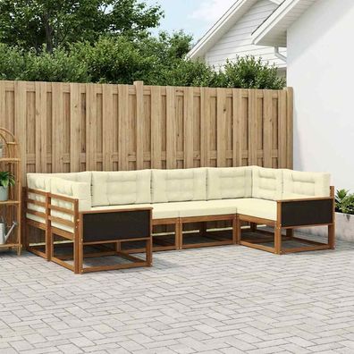 vidaXL Outdoor-Sofagarnitur 6 stk. Natur und Creme