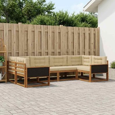 vidaXL Outdoor-Sofagarnitur 6 stk. Natur und Beige