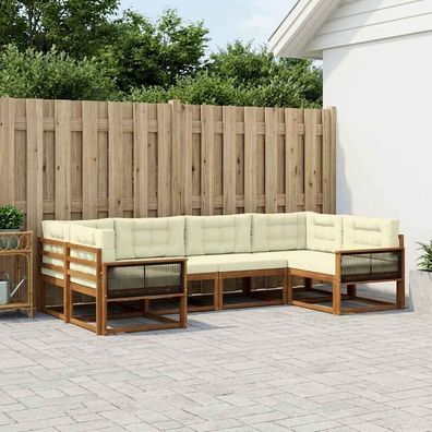 vidaXL Outdoor-Sofagarnitur 6 stk. Natur und Creme