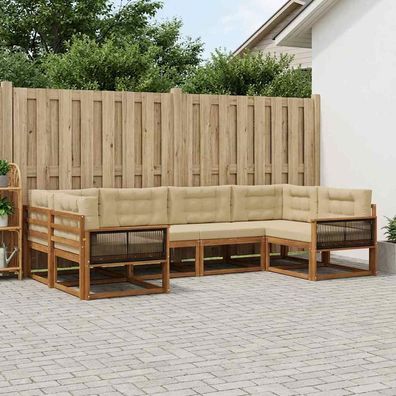 vidaXL Outdoor-Sofagarnitur 6 stk. Natur und Beige