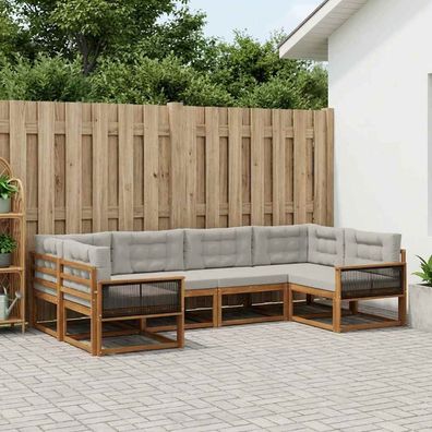 vidaXL Outdoor-Sofagarnitur 6 stk. Natürlich und Hellgrau