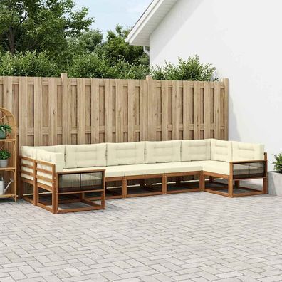 vidaXL Outdoor-Sofagarnitur 7 stk. Natur und Creme
