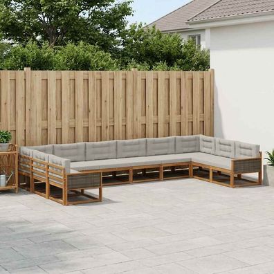 vidaXL Outdoor-Sofagarnitur 10 stk. Natürlich und Hellgrau