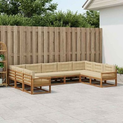 vidaXL Outdoor-Sofagarnitur 9 stk. Natur und Beige