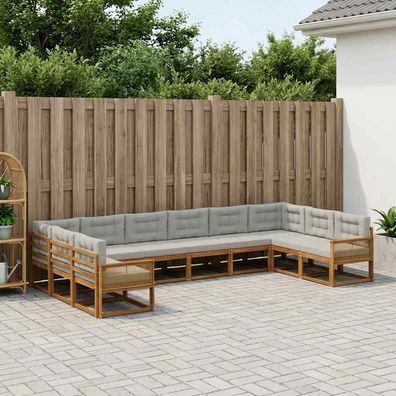 vidaXL Outdoor-Sofagarnitur 10 stk. Natürlich und Hellgrau