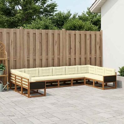 vidaXL Outdoor-Sofagarnitur 10 stk. Natur und Creme