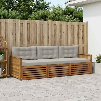 vidaXL Outdoor-Sofagarnitur 3 stk. Natürlich und Hellgrau