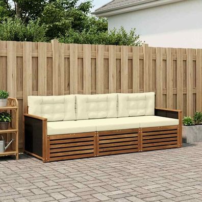 vidaXL Outdoor-Sofagarnitur 3 stk. Natur und Creme Polyester